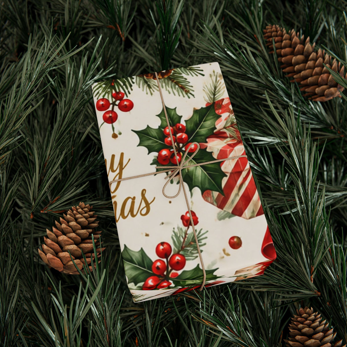 Merry Christmas Snowman and Gifts Wrapping Paper | Holiday Gift Wrap Roll
