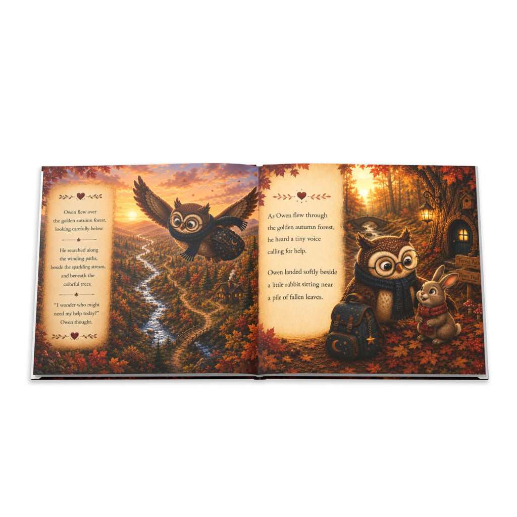 Owen the Owl and the Magic Backpack Hardcover Photo Book | Children's Storybook, Autumn Forest