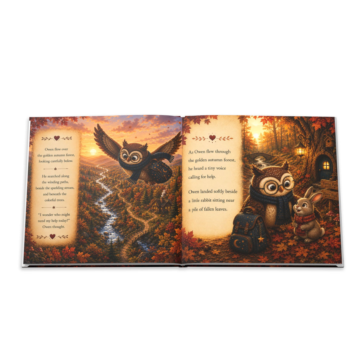 Owen the Owl and the Magic Backpack Hardcover Photo Book | Children's Storybook, Autumn Forest