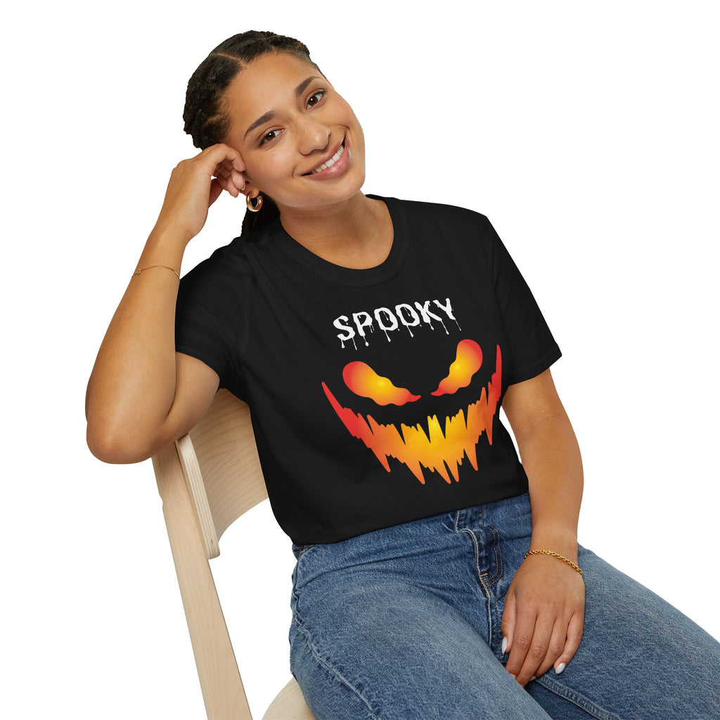 Spooky Jack-O'-Lantern T-Shirt | Dripping Eyes and Fiery Mouth