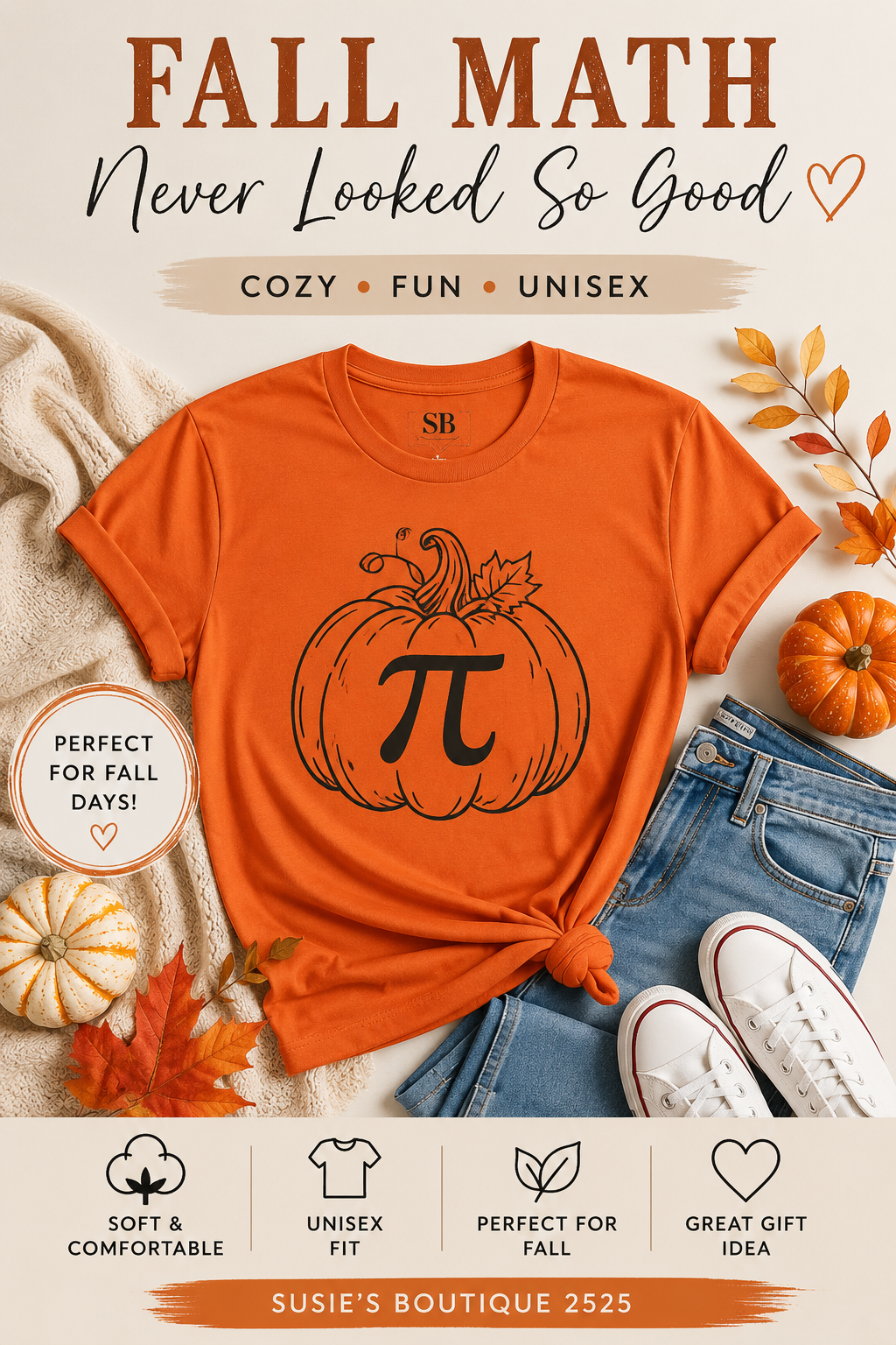 Pumpkin Pi Shirt | Funny Fall Math T-Shirt | Unisex Autumn Tee