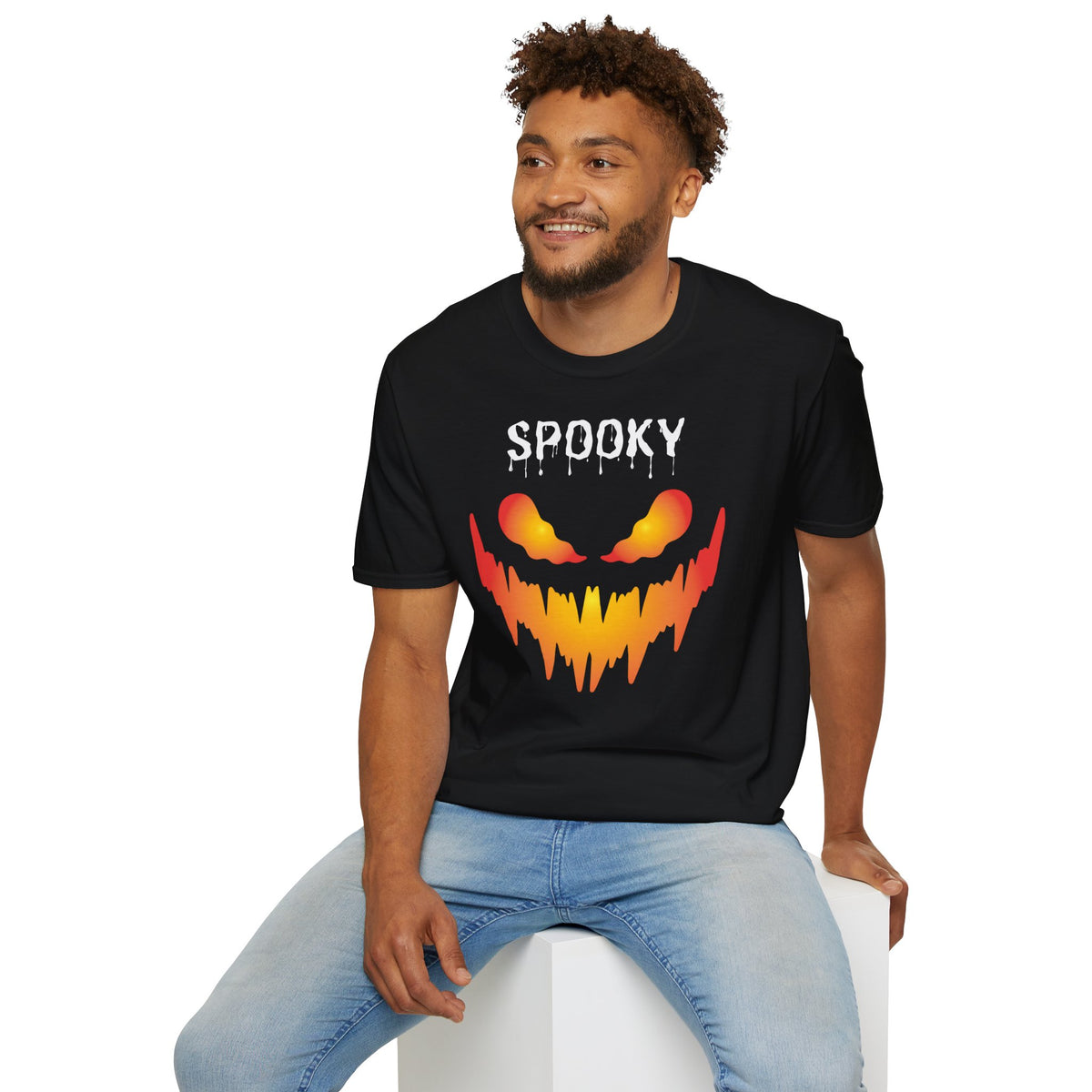 Spooky Jack-O'-Lantern T-Shirt | Dripping Eyes and Fiery Mouth