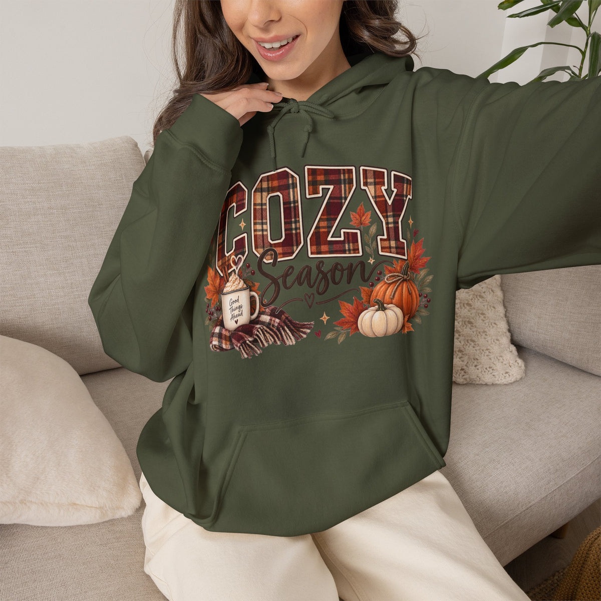 Cozy Season fall leaves pumpkins hoodie | Autumn sweatshirt