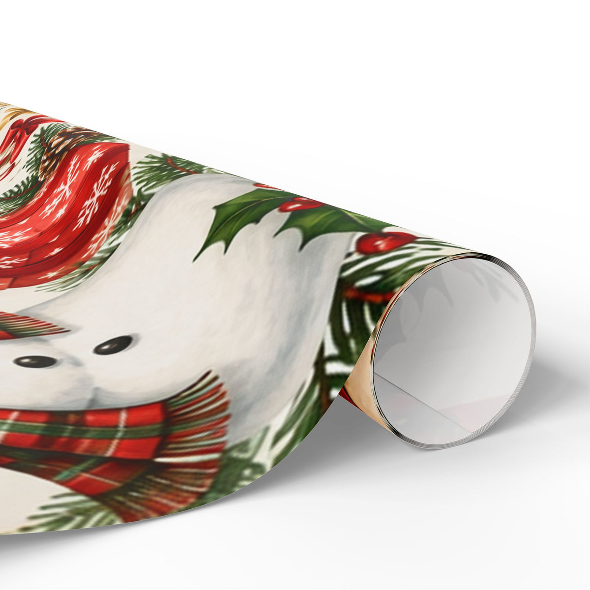 Merry Christmas Snowman and Gifts Wrapping Paper | Holiday Gift Wrap Roll