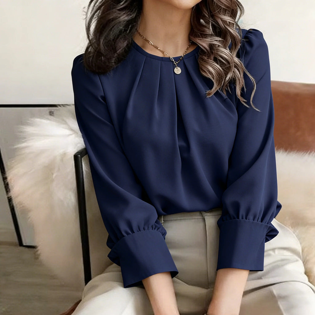 Elegant Pleated Long Sleeve Blouse